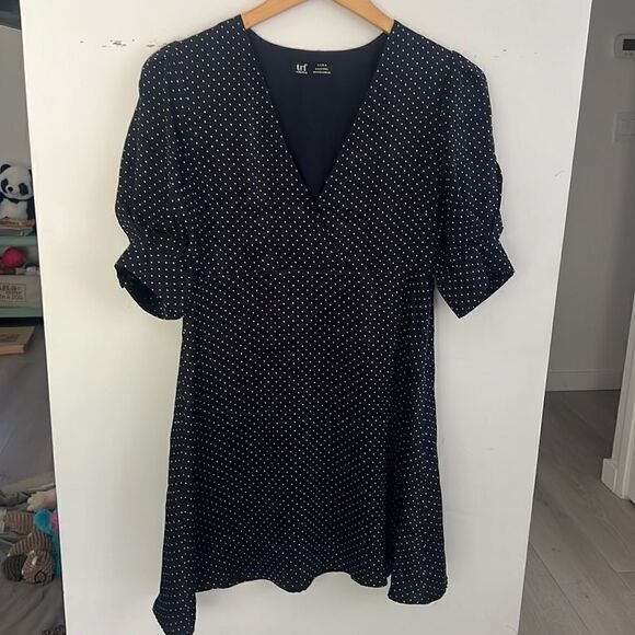 Like New Zara Polk at dots navy blue mini dress M - Picture 2 of 8